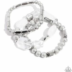 Silver Stretch Crystal Bead Bracelets
